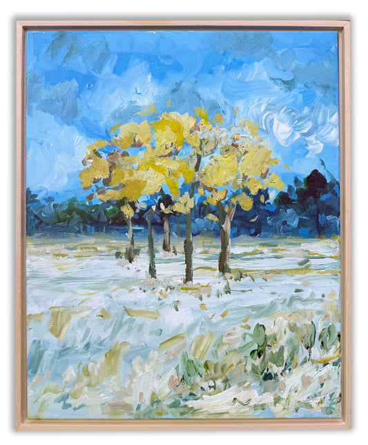 Early Snow - Abstract Landscape Painting - 17x21 inches
