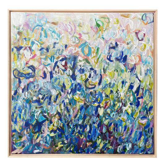 Abstracted Nature Blue - Abstract Landscape Floral Painting - 25x25in