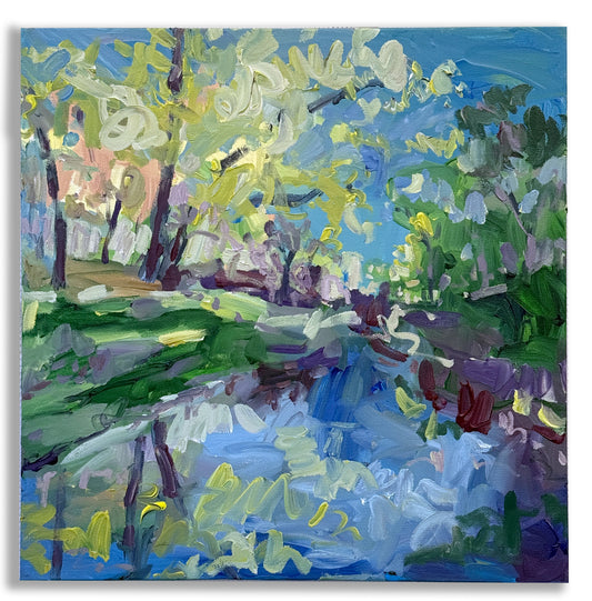 Reflections on a Day - Abstract Landscape Painting - 20x20 inches