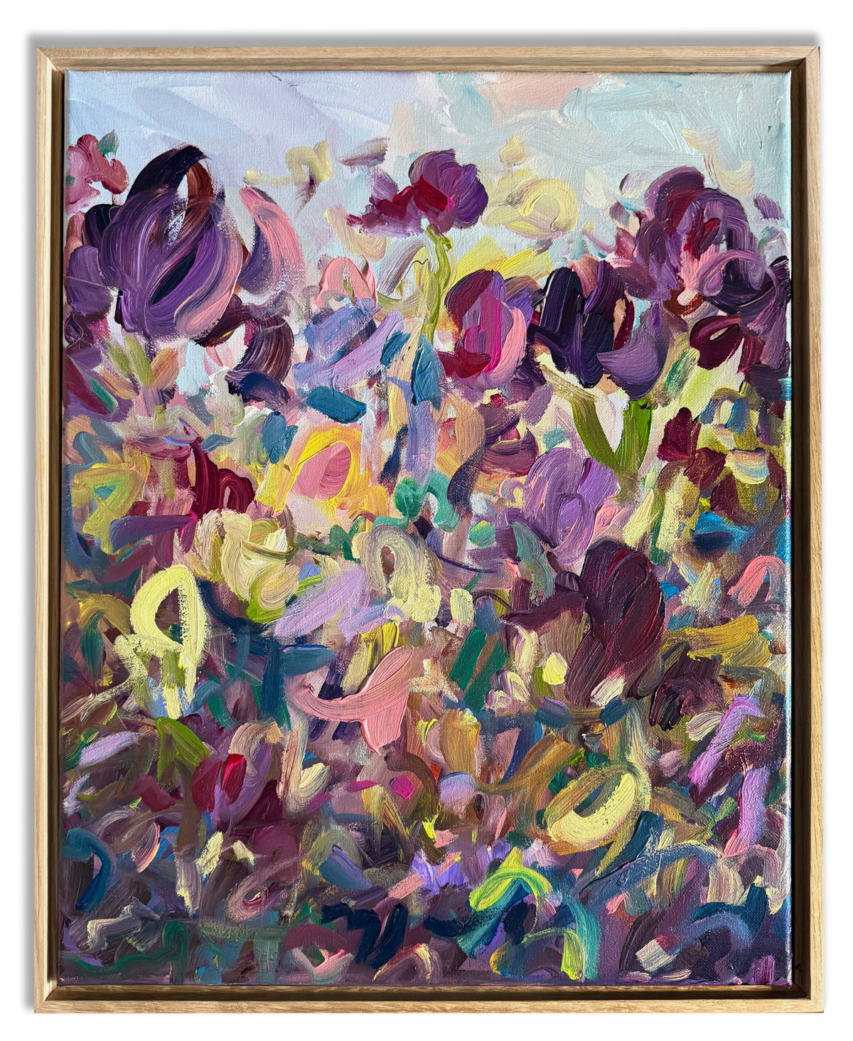 In The Garden - Abstract Floral Painting - 17x21 inches