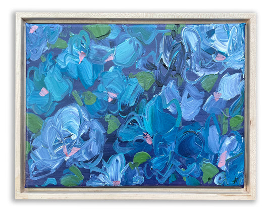 Indigo Garden - Abstract Floral Painting - 11x9in