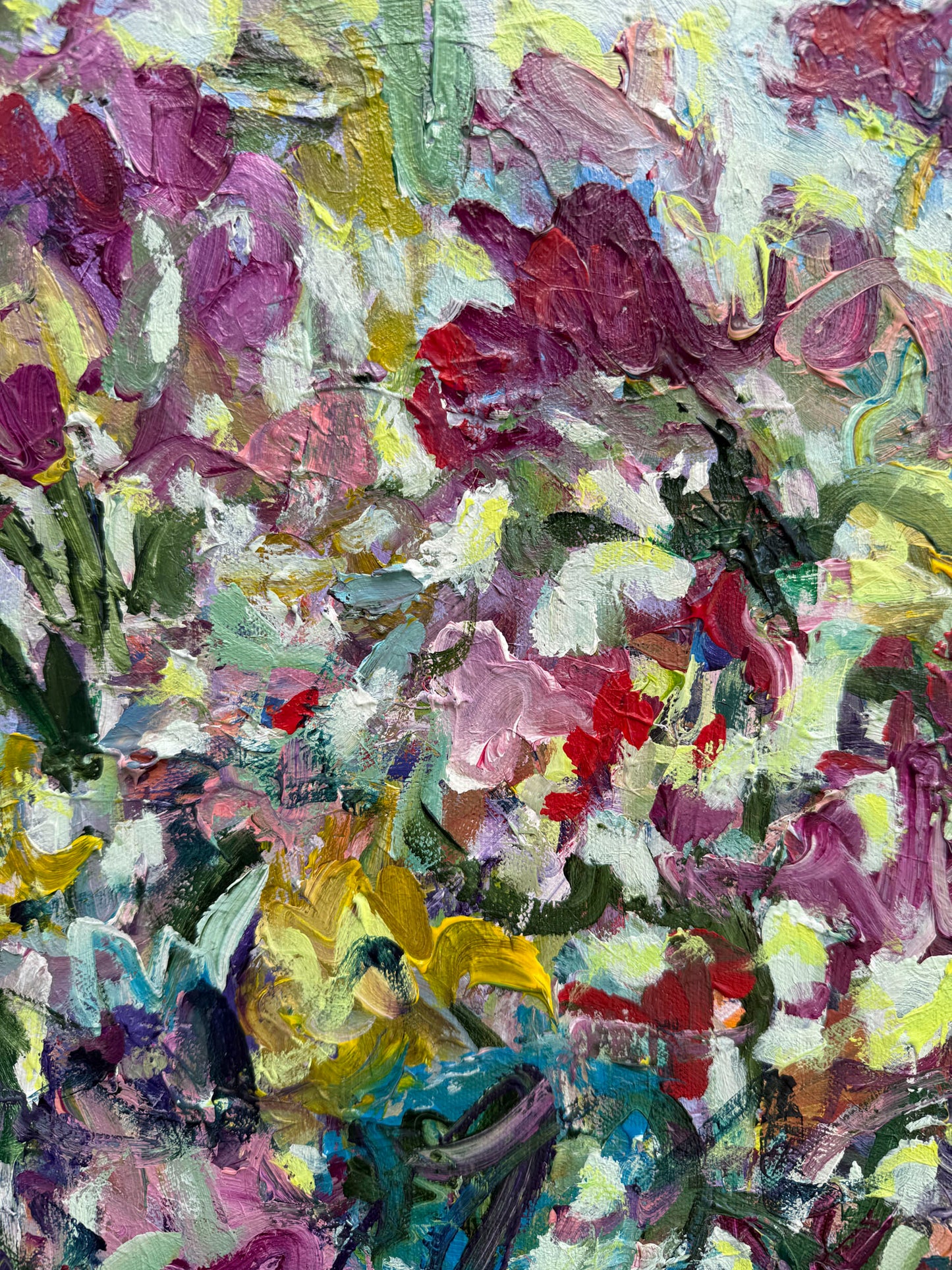 Wild Garden - Abstract Floral Painting - 17x21 inches