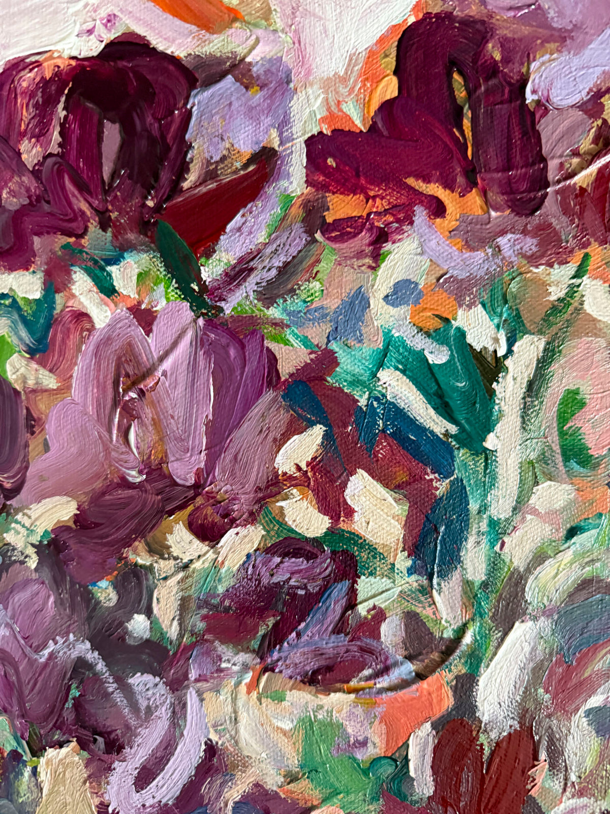Touch of Merlot - Abstract Floral Painting - 13x17 inches