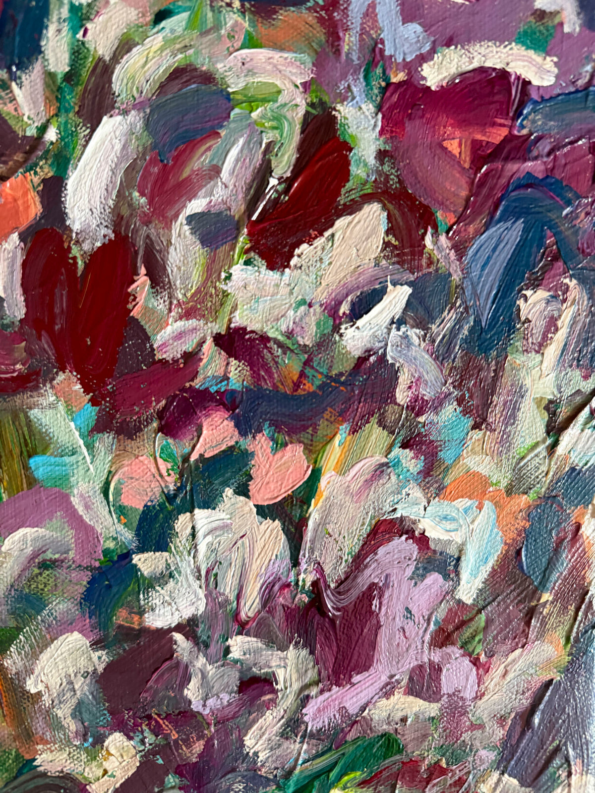 Touch of Merlot - Abstract Floral Painting - 13x17 inches
