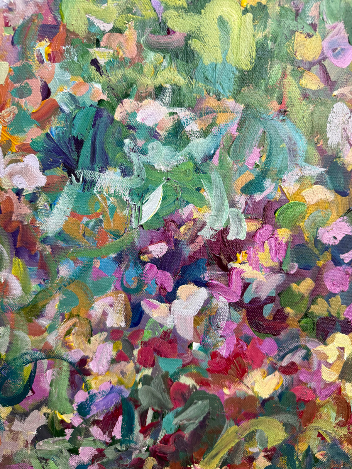 Chasing Color - Abstract Floral Painting - 25x31 inches