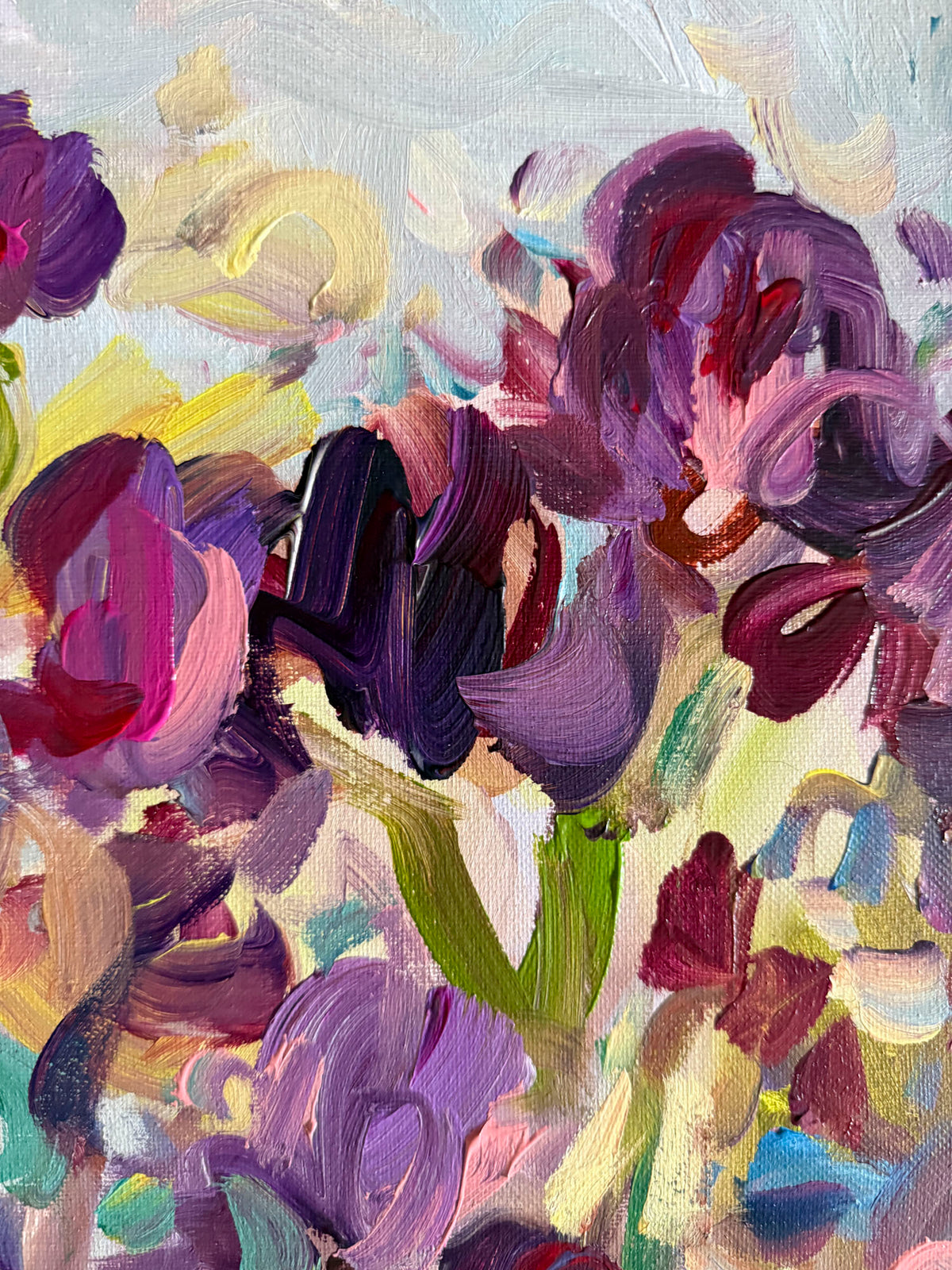 In The Garden - Abstract Floral Painting - 17x21 inches