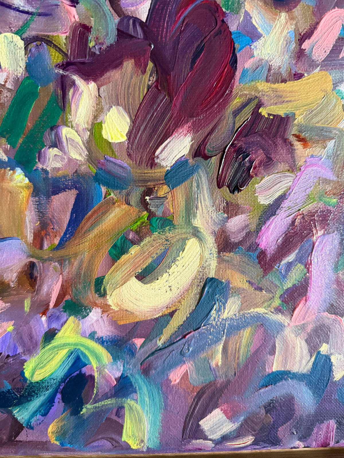 In The Garden - Abstract Floral Painting - 17x21 inches