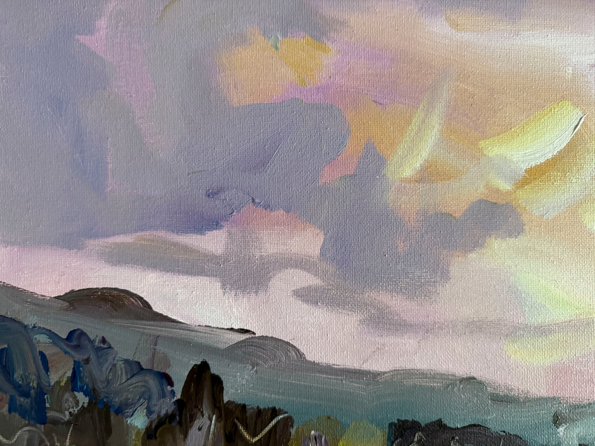 Before Sunset- Abstract Landscape Painting - 21x17 inches