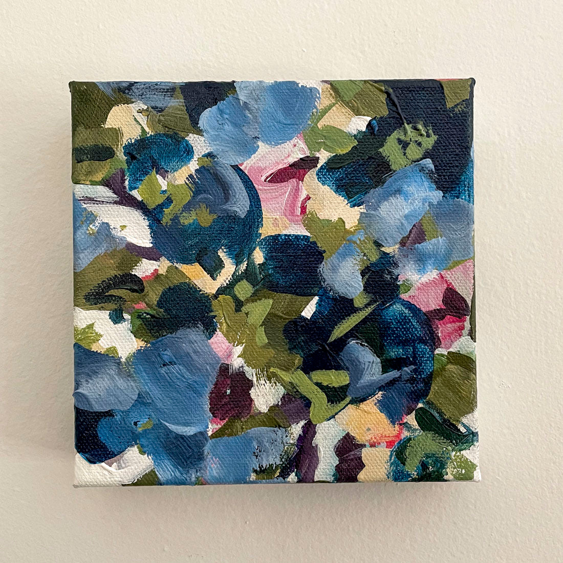 Abstract Floral Blues - Abstract Landscape Painting 6x6in