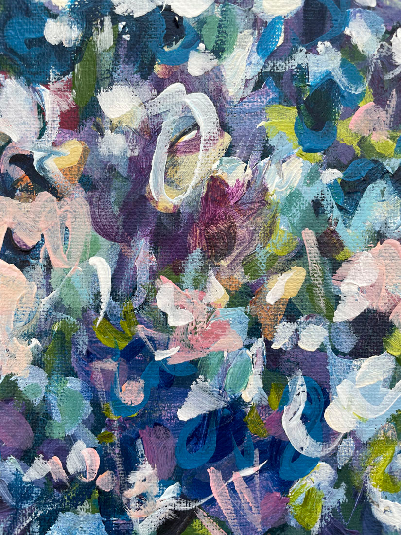 Garden at Dusk - Abstract Floral Painting - 12x15in