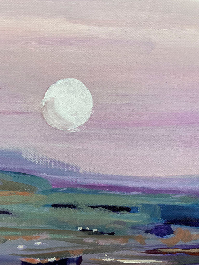Moon Rising - Abstract Landscape Painting 20x10in