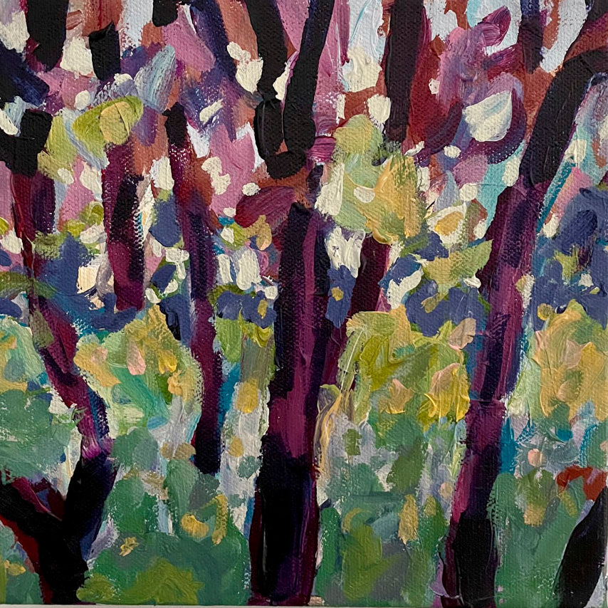Through the Trees - Abstract Landscape Painting 8x8in