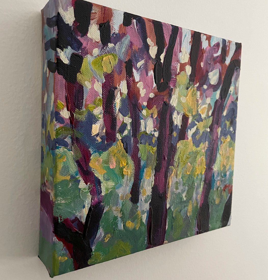 Through the Trees - Abstract Landscape Painting 8x8in