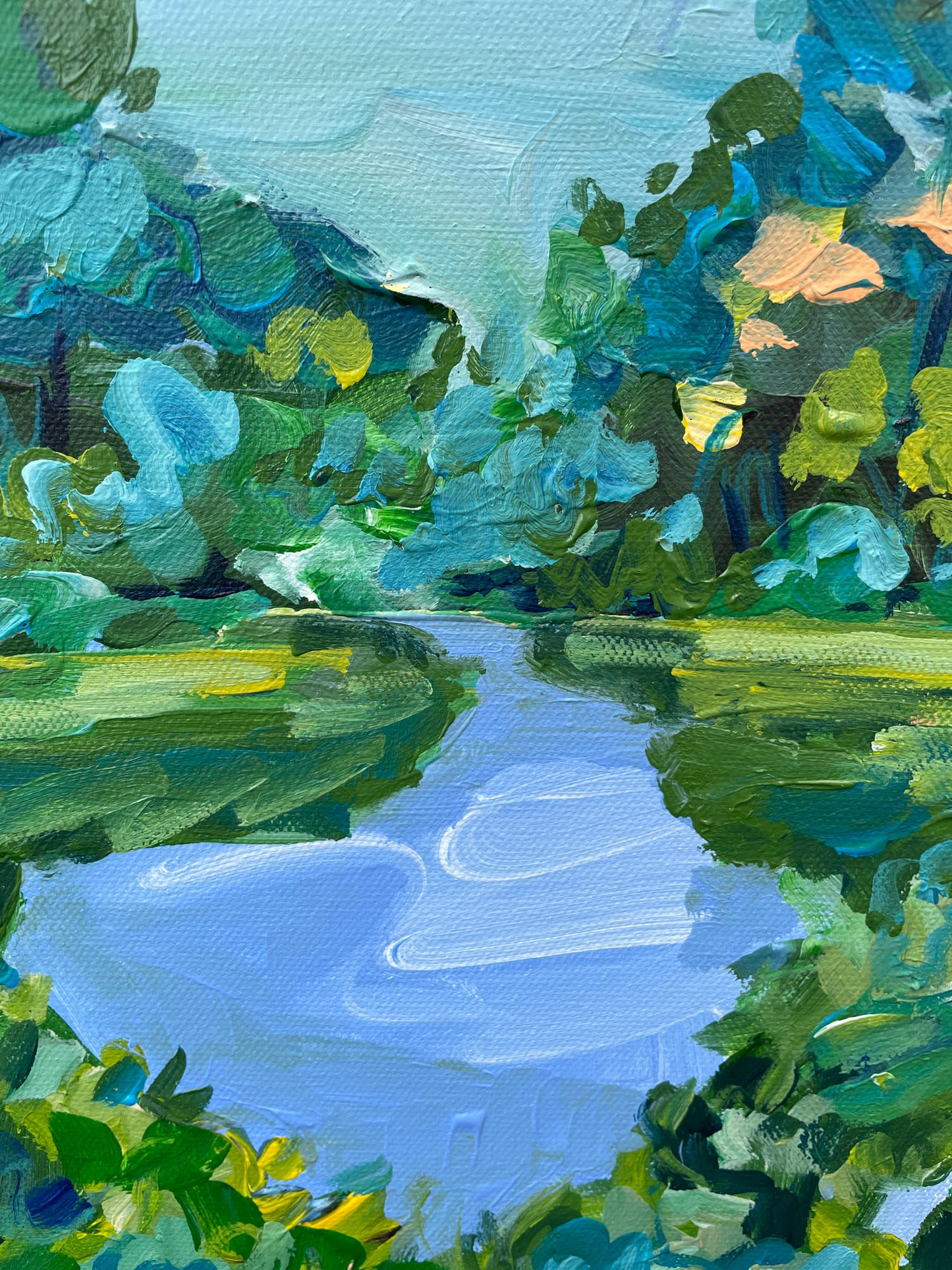 Lake Thoughts - Abstract Landscape Painting - 12x15 inches