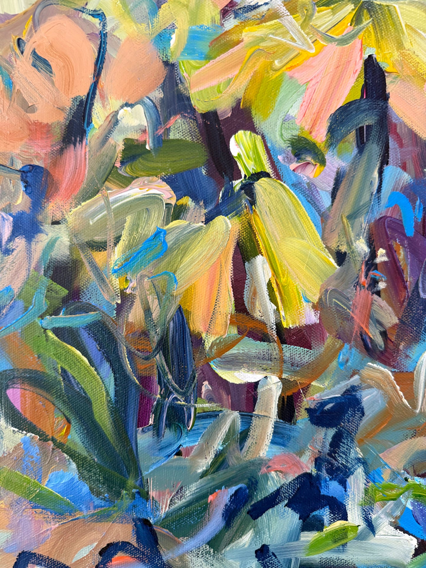 Merge - Abstract Floral Painting - 21x25 inches