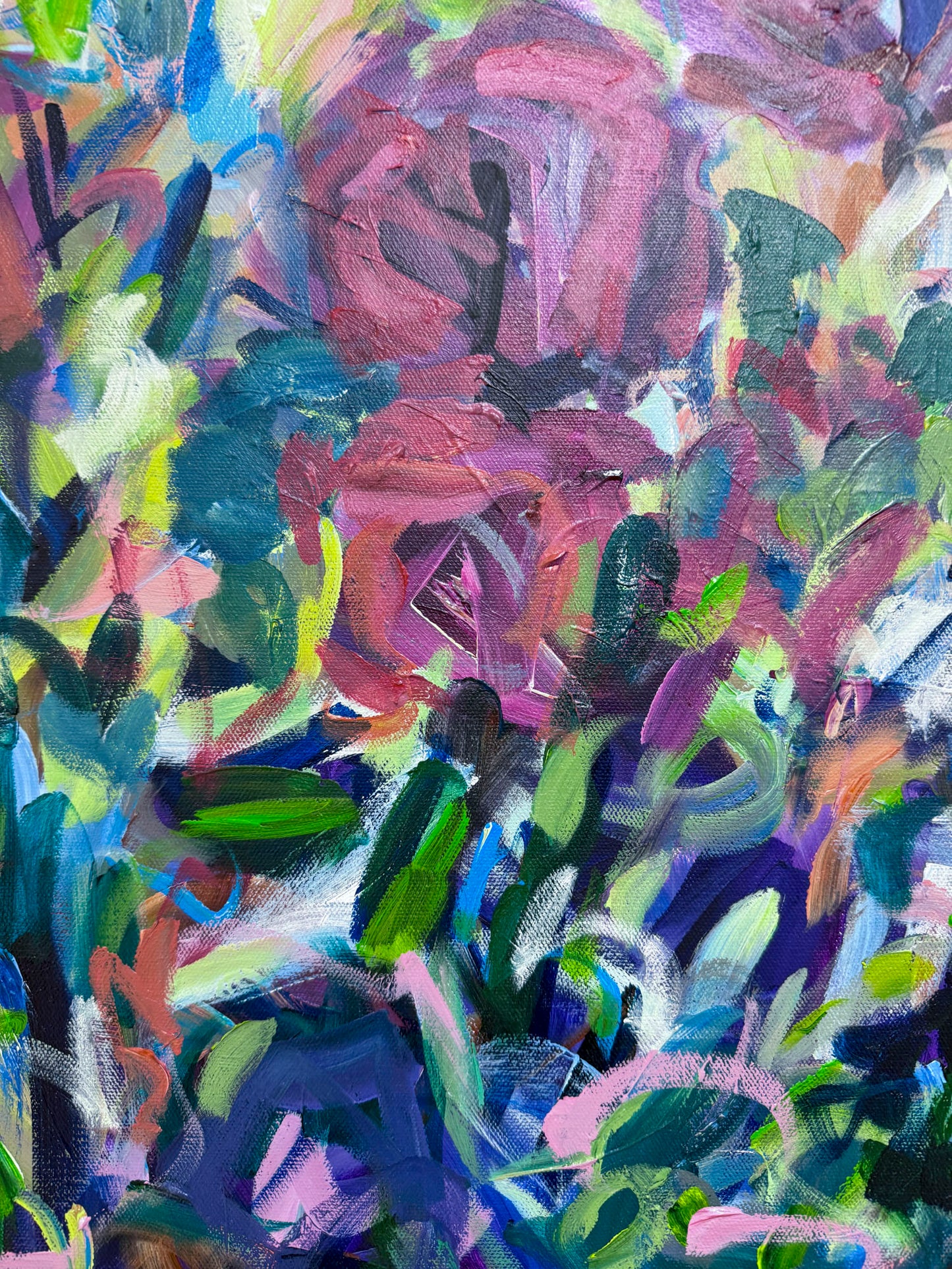 Momentum - Abstract Floral Painting - 31x31 inches