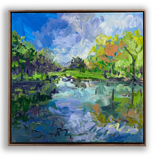 Moving With It - Abstract Landscape Painting - 25x25 inches