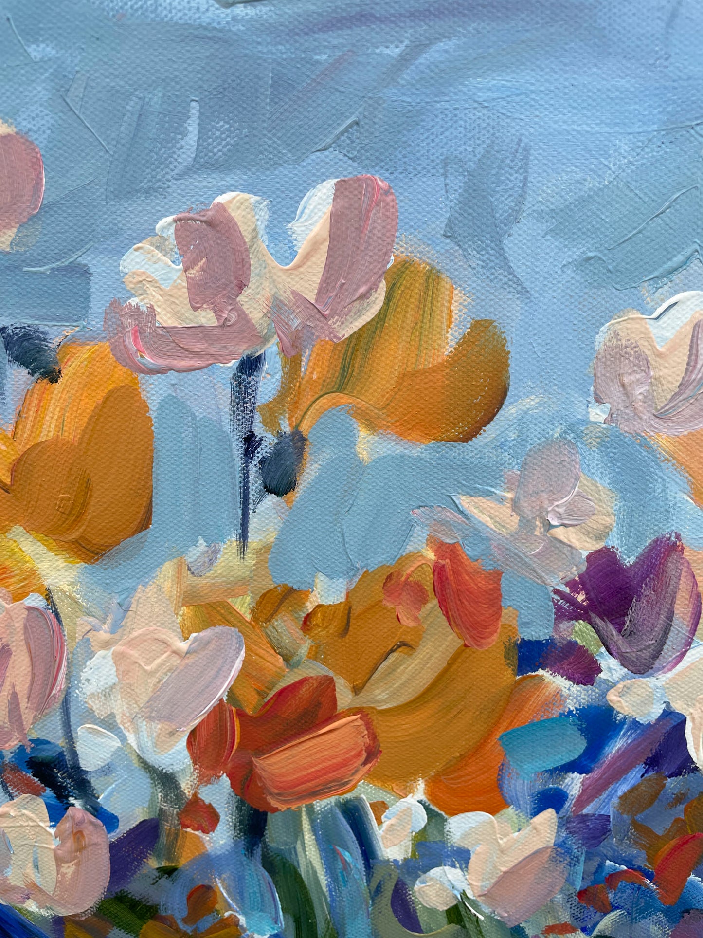 Summer Garden - Abstract Floral Painting - 21x17in