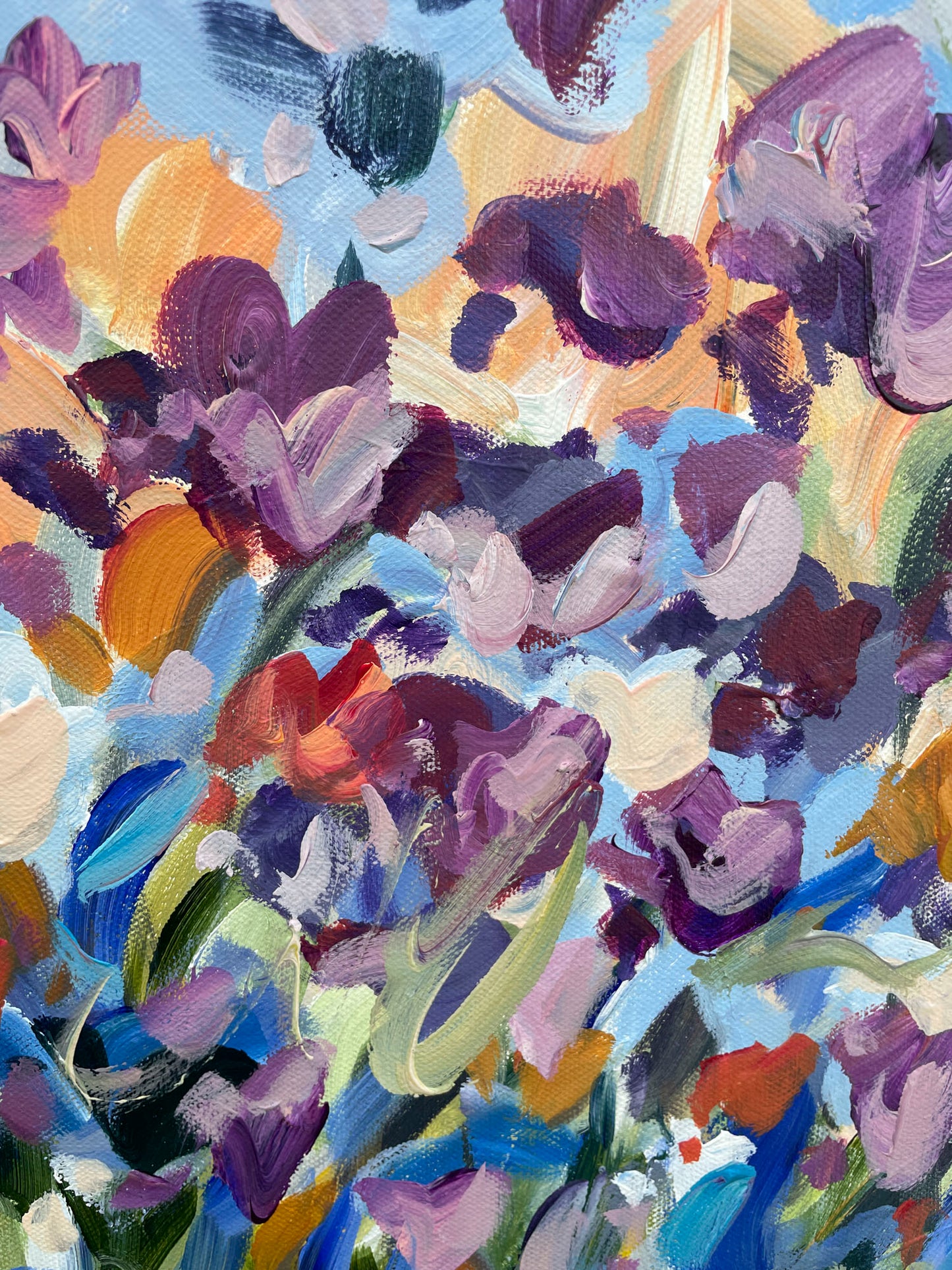 Summer Garden - Abstract Floral Painting - 21x17in