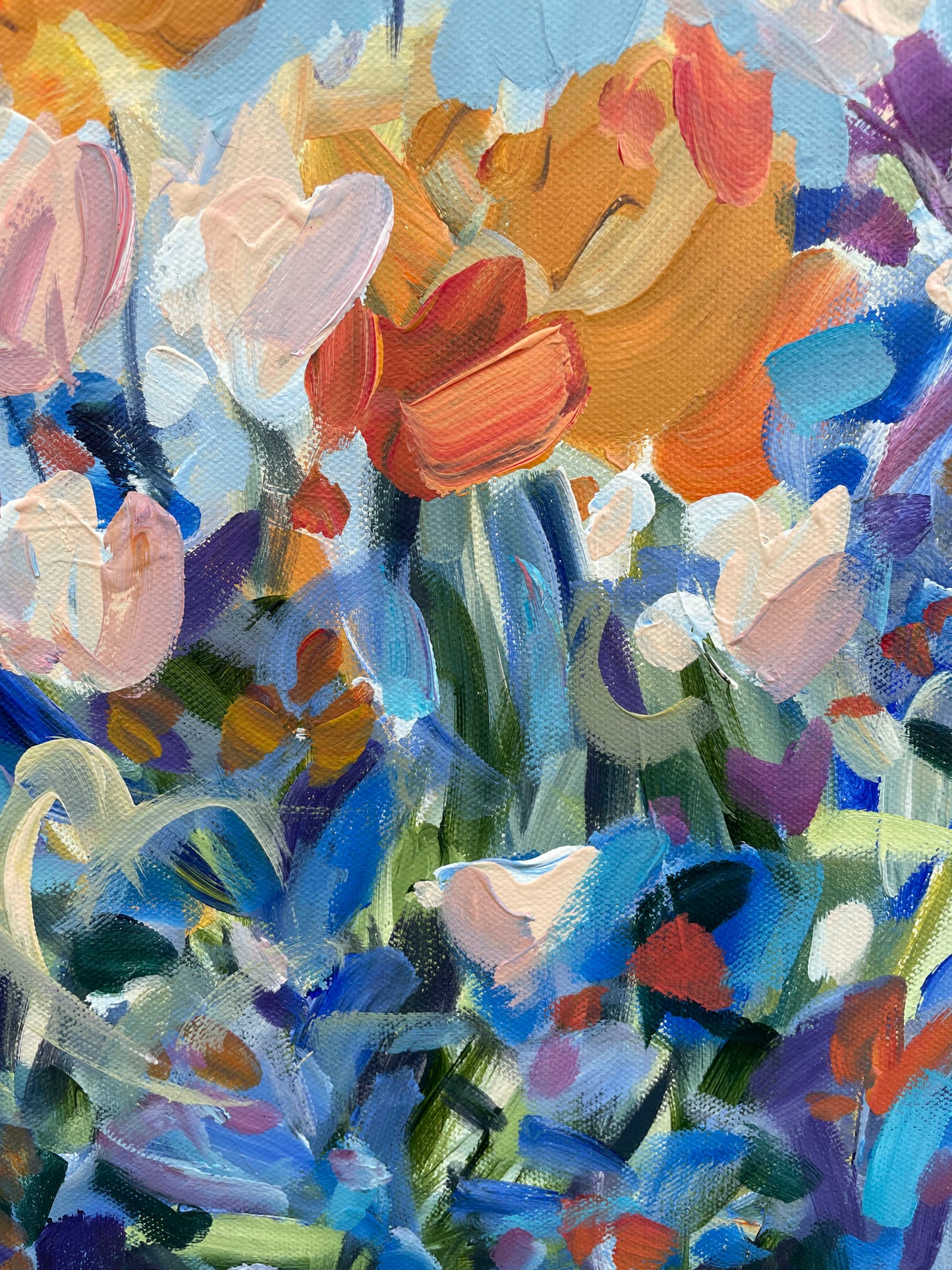 Summer Garden - Abstract Floral Painting - 21x17in