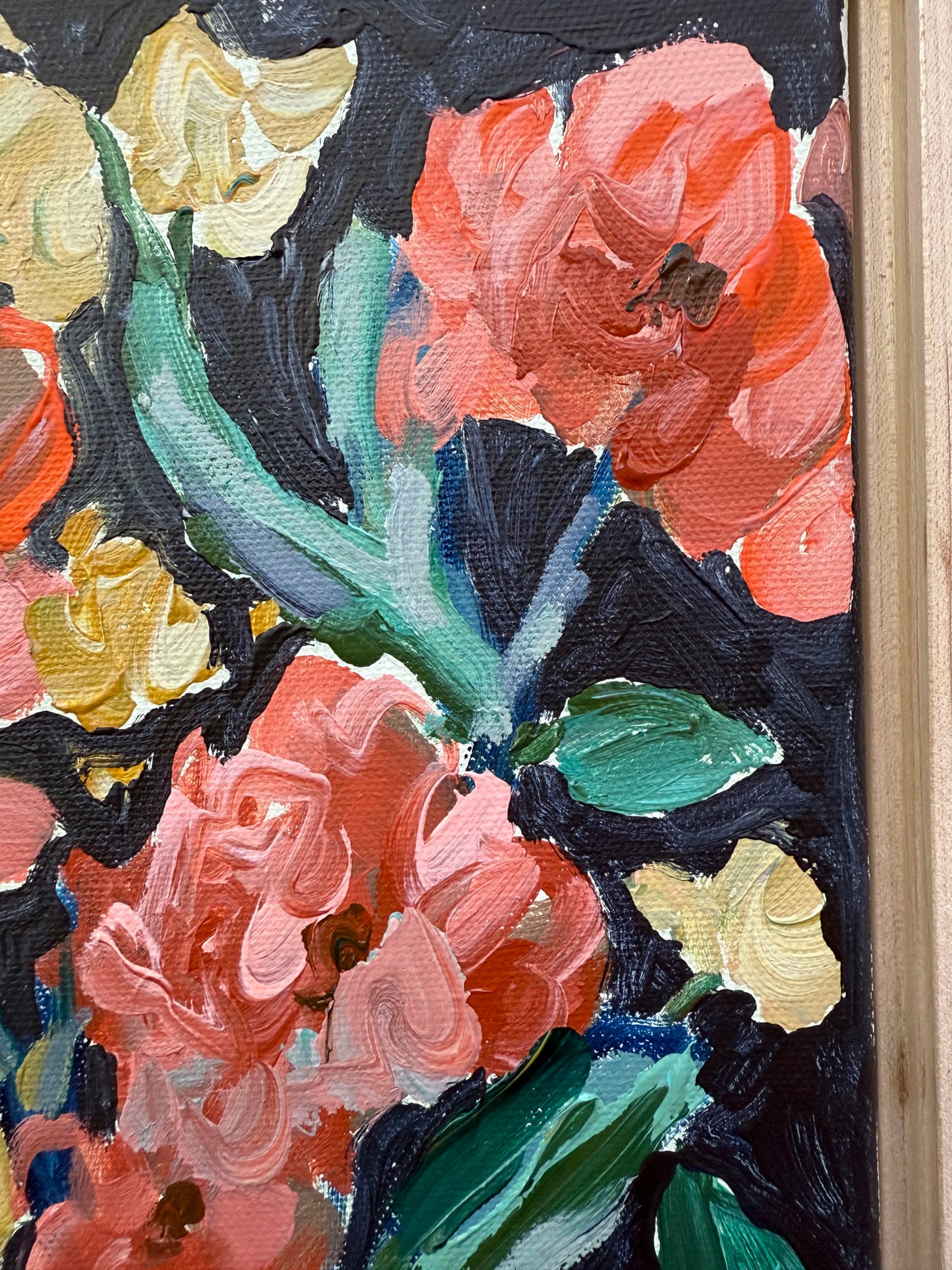 Night Garden - Abstract Floral Painting - 9x11 inches