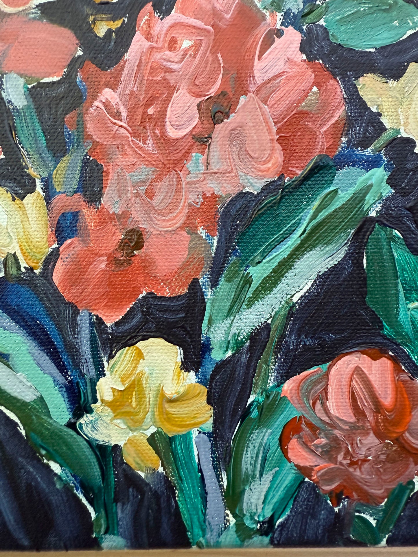Night Garden - Abstract Floral Painting - 9x11 inches