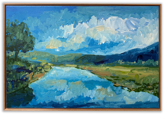 River Way - Abstract Landscape Painting - 36x25 inches