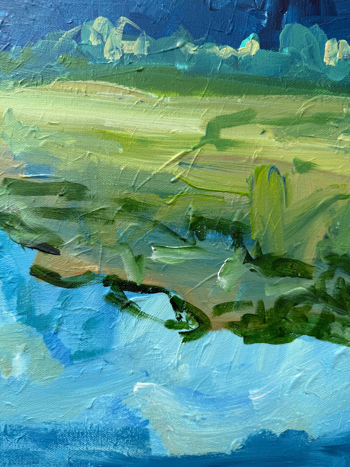 River Way - Abstract Landscape Painting - 36x25 inches