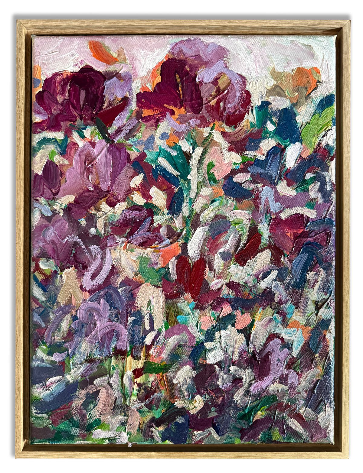 Touch of Merlot - Abstract Floral Painting - 13x17 inches