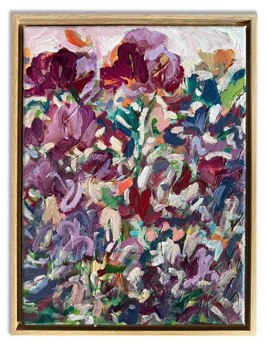 Touch of Merlot - Abstract Floral Painting - 13x17 inches