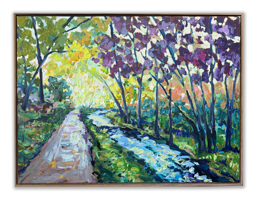 Toward The Glow - Abstract Landscape Painting - 41x31 inches