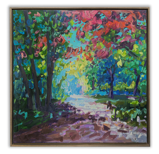 Where the Path Leads - Abstract Landscape Painting - 25x25 inches
