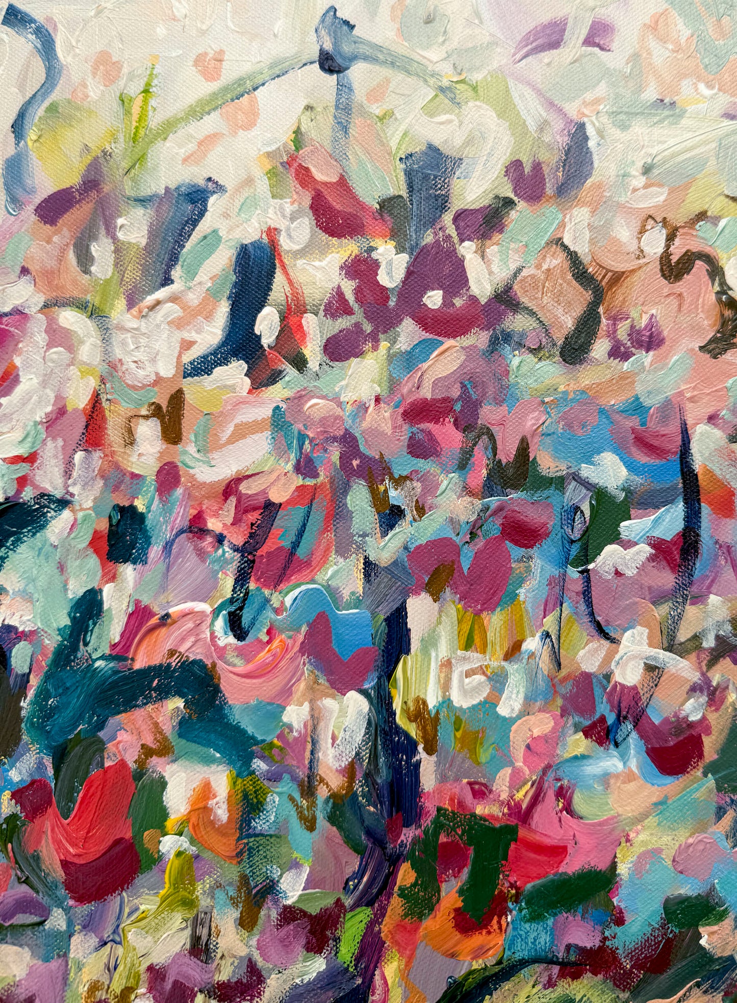 Wildflower Wonder - Abstract Landscape Painting - 21x25 inches