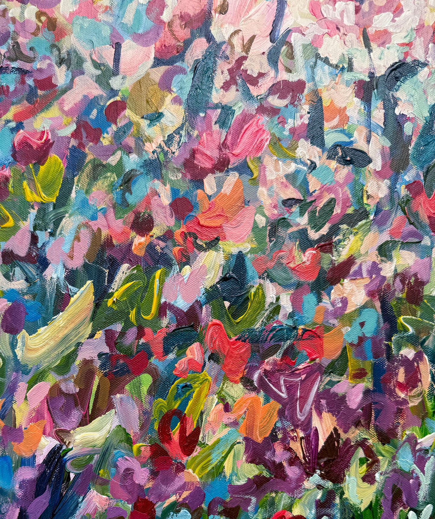 Wildflower Wonder - Abstract Landscape Painting - 21x25 inches